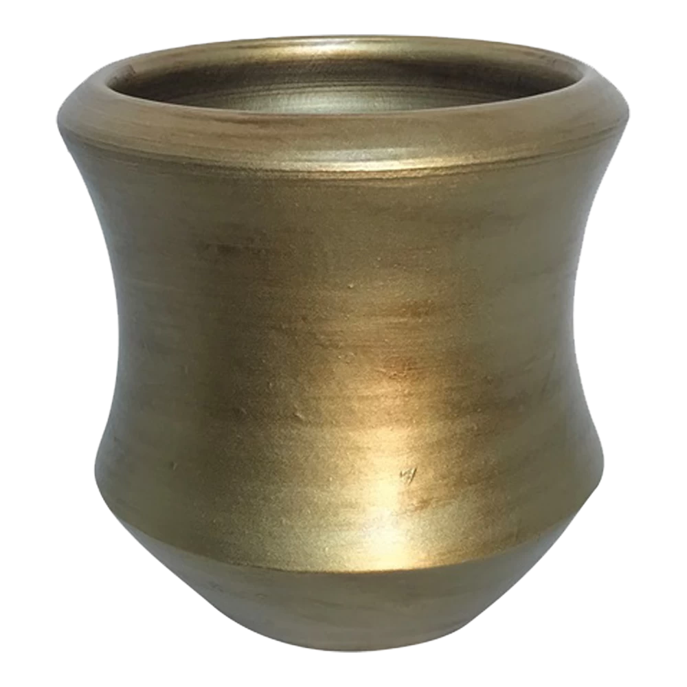 Bloempot Ballarat - D27 X H27cm - Mat Goud 1 Bloempot Ballarat - D27 X H27cm - Mat Goud