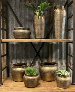 Bloempot Marrakesh - D18 X H14cm - Zilver Goud -Kamerplanten Winkel bloempot marrakesh serie 3 1