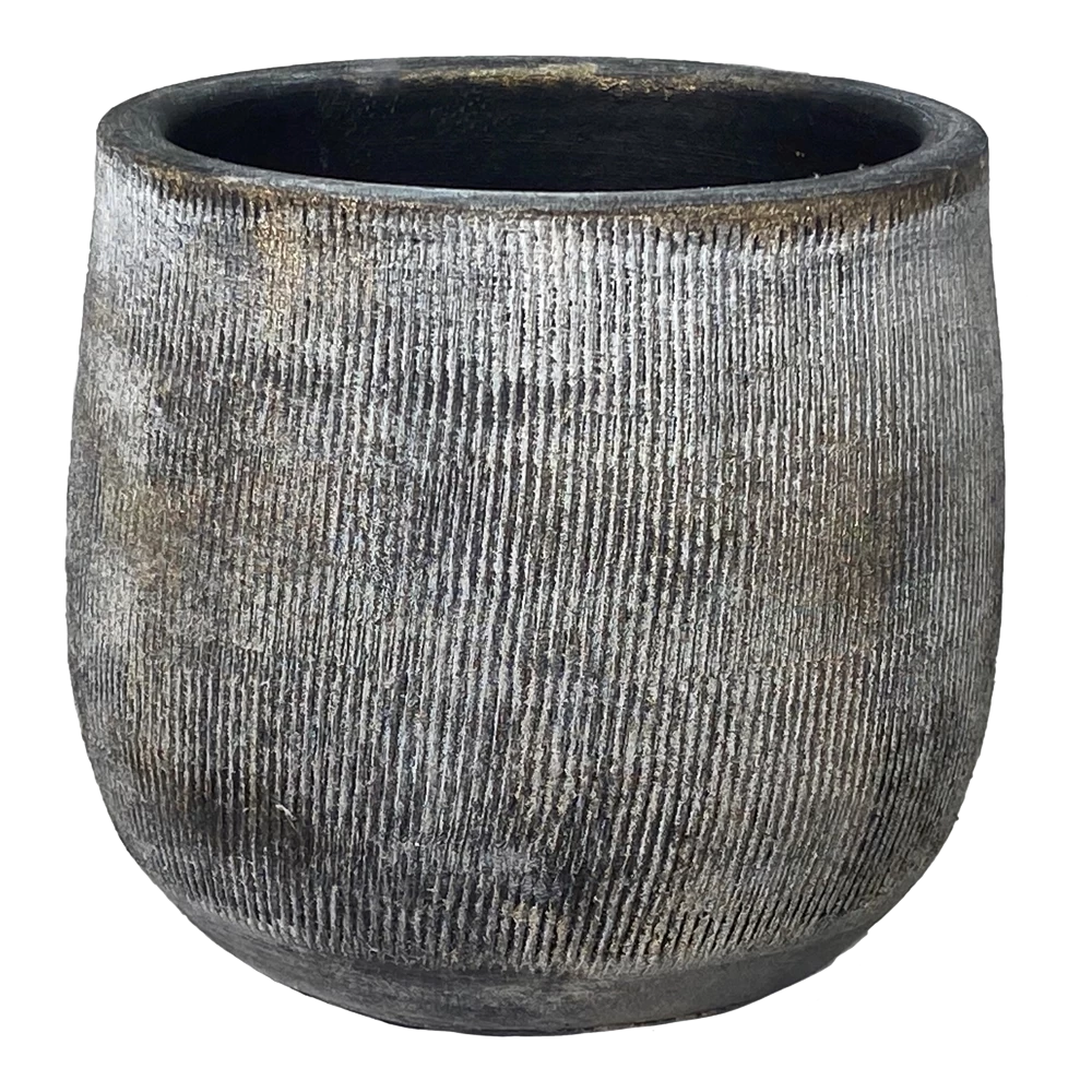 Bloempot Miami - D39 X H36cm - Zwart Cement 1 Bloempot Miami - D39 X H36cm - Zwart Cement