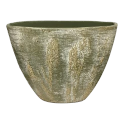 Bloempot Miami Ovaal - L33 X D13 X H24cm - Groen Cement