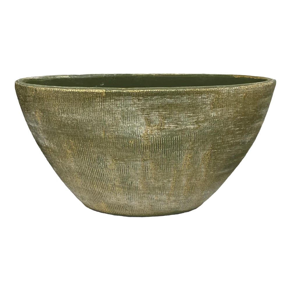 Bloempot Miami Ovaal - L35 X D16 X H19cm - Groen Cement 1 Bloempot Miami Ovaal - L35 X D16 X H19cm - Groen Cement