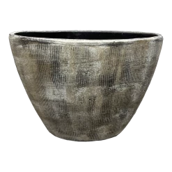 Bloempot Miami Ovaal - L39 X D20 X H31cm - Zwart Cement