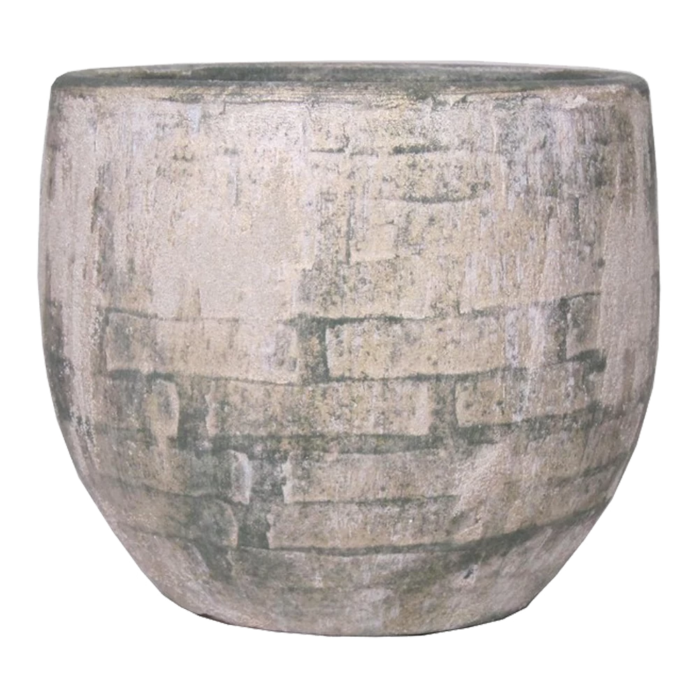 Bloempot Steef - D59 X H54cm - Creme Groen 1 Bloempot Steef - D59 X H54cm - Creme Groen