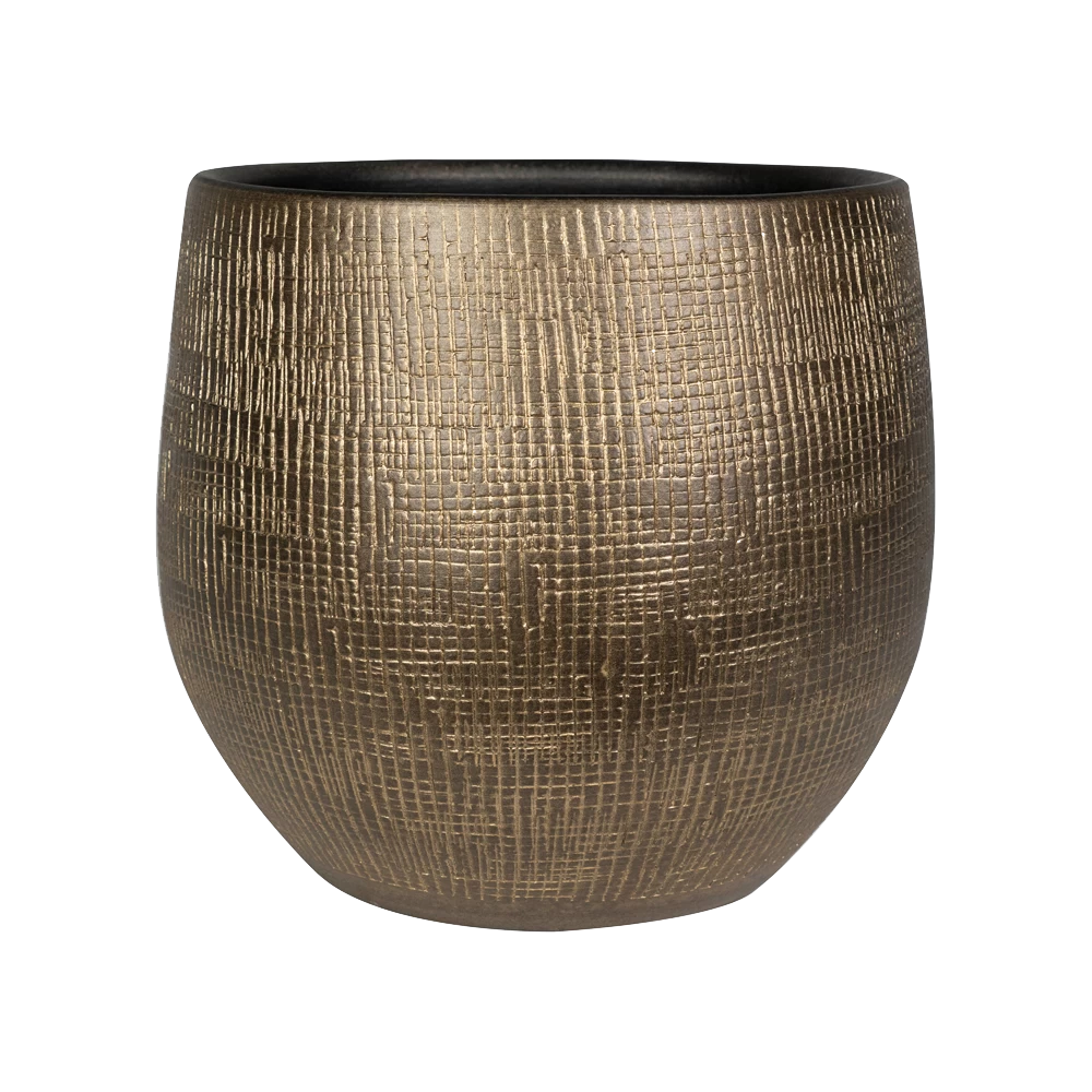 Bloempot Ryan - D31 X H28cm - Shiny Gold 1 Bloempot Ryan - D31 X H28cm - Shiny Gold