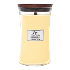 Woodwick Lemongrass & Lily Large Candle - Geurkaars