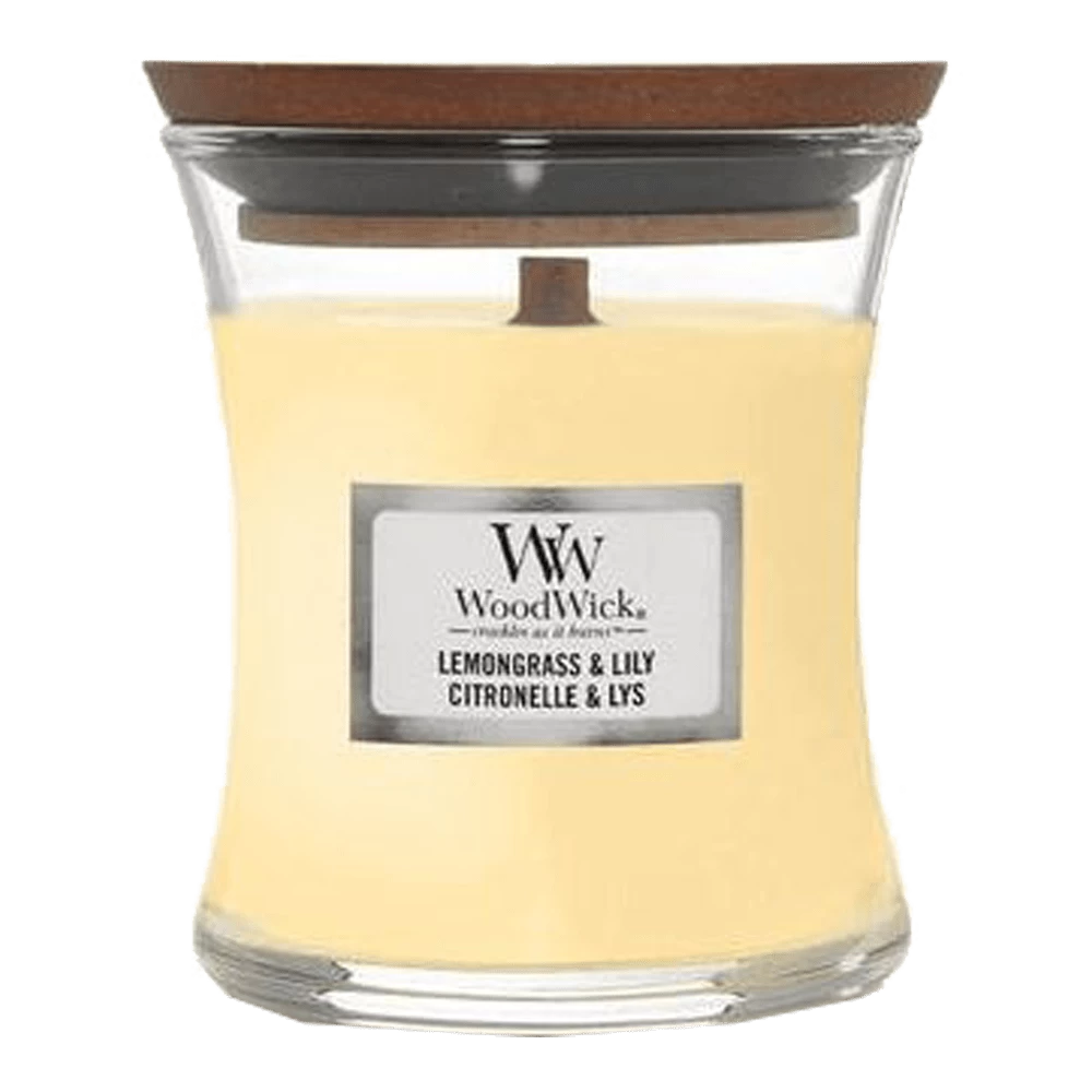 Woodwick Lemongrass & Lily Medium Candle - Geurkaars 1 Woodwick Lemongrass & Lily Medium Candle - Geurkaars