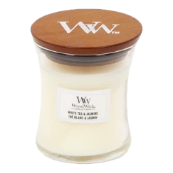 Woodwick White Tea & Jasmine Mini Candle - Geurkaars